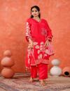 VASVI Women Floral Printed Regular Beads and Stones Kurta with Trousers & With Dupatta