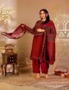 VASVI Women Ethnic Motifs Printed Muslin Sequinned Kurta with Trousers & With Dupatta