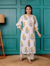 VASVI Floral Printed V-Neck Puffed Sleeves Pure Cotton Straight Kurta With Palazzo