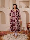 VASVI Women Floral Printed V-Neck A-line Cotton Angrakha Kurta