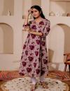 VASVI Women Floral Printed V-Neck A-line Cotton Angrakha Kurta