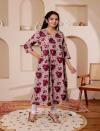 VASVI Women Floral Printed V-Neck A-line Cotton Angrakha Kurta