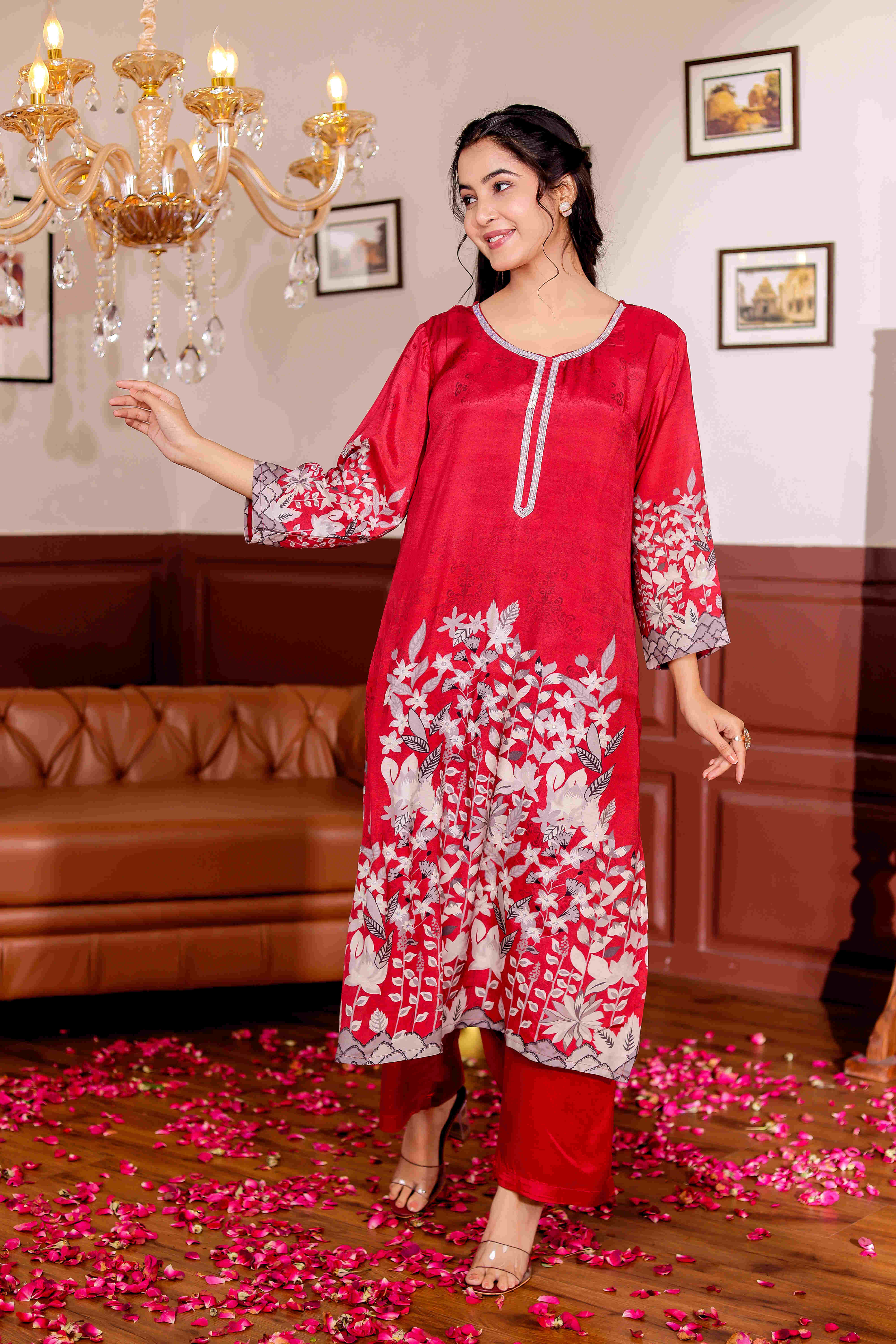 Cotton Printed Party Wear Kurta Pant With Dupatta Set Hover