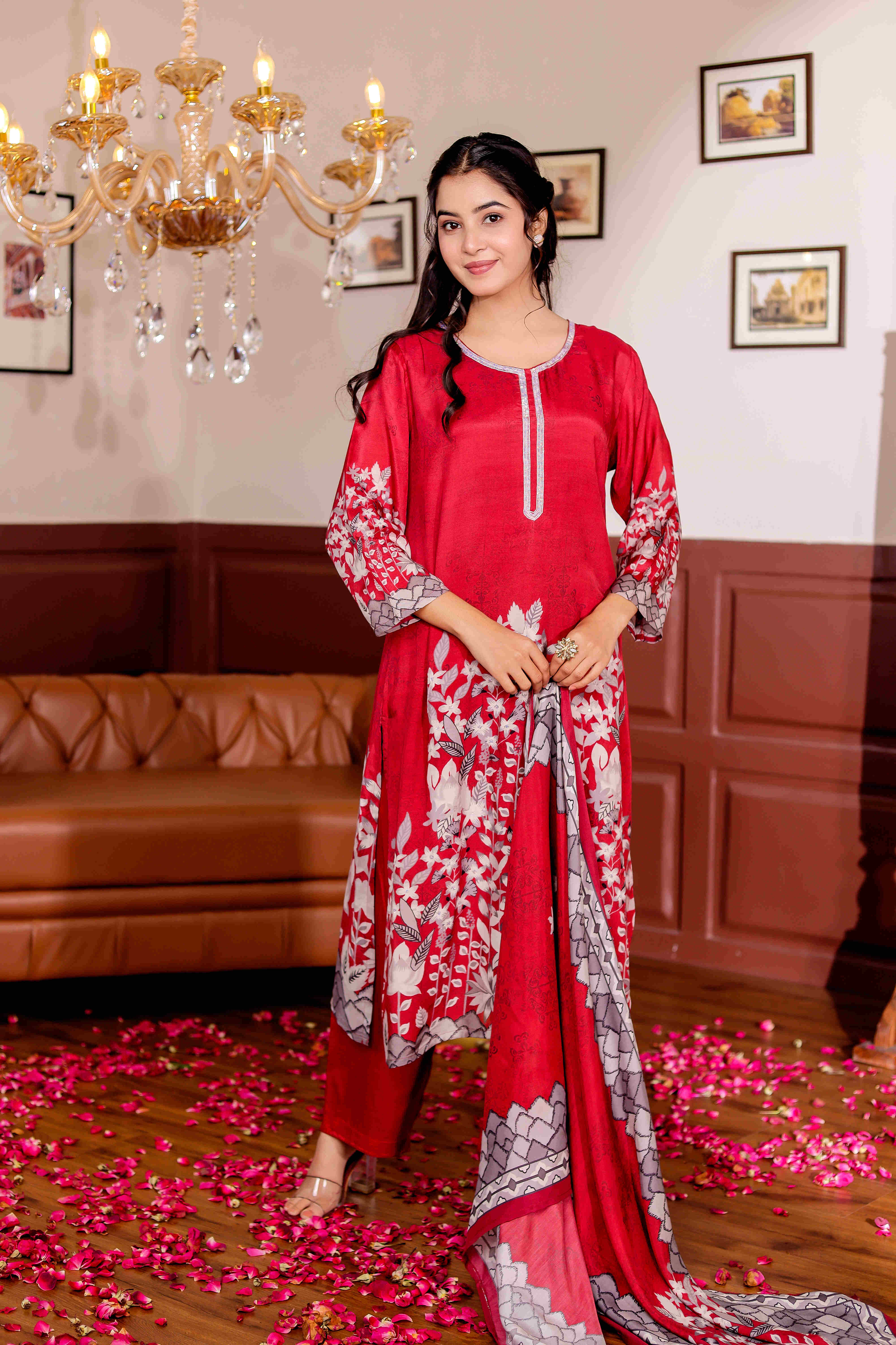 Cotton Printed Party Wear Kurta Pant With Dupatta Set