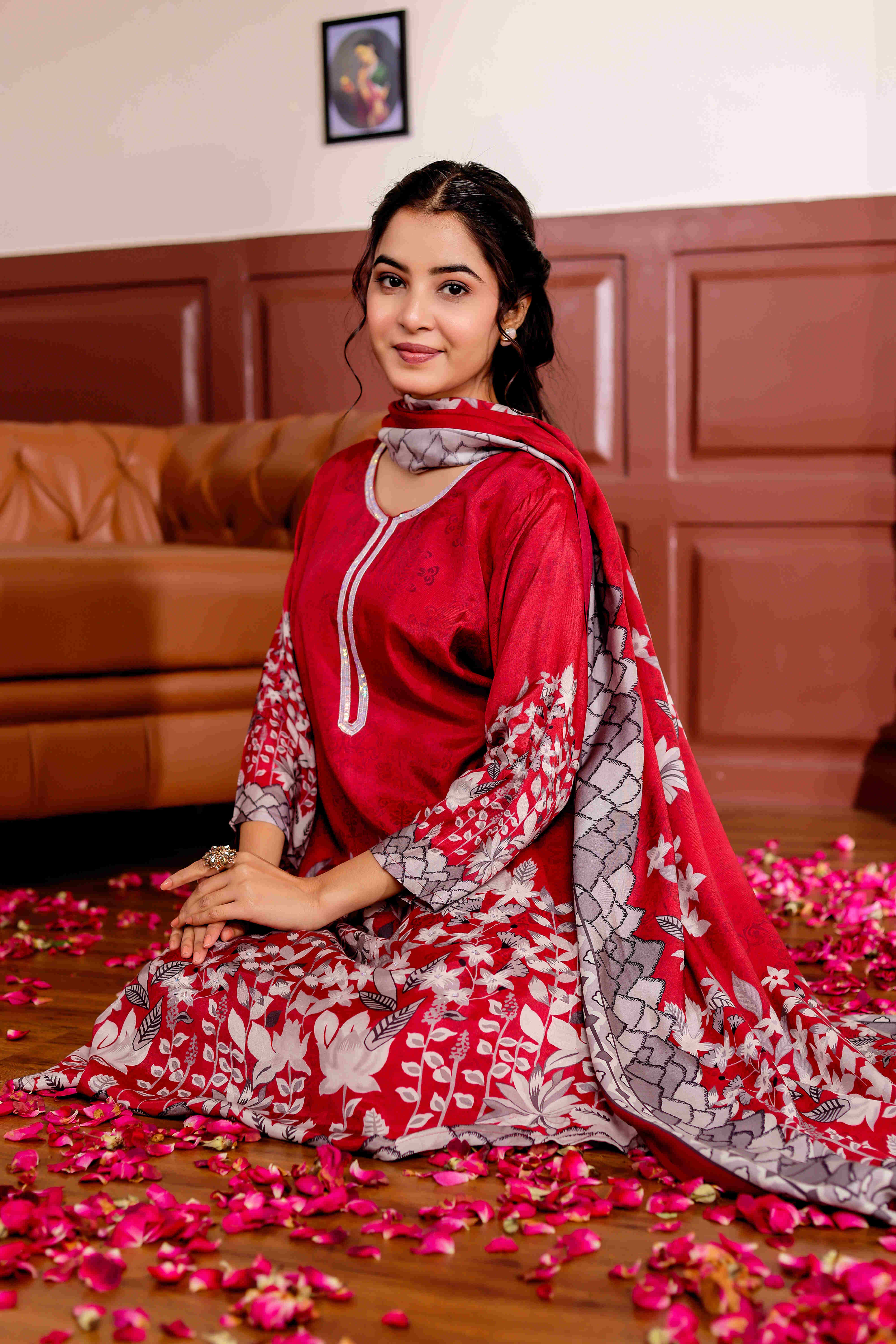 Cotton Printed Party Wear Kurta Pant With Dupatta Set