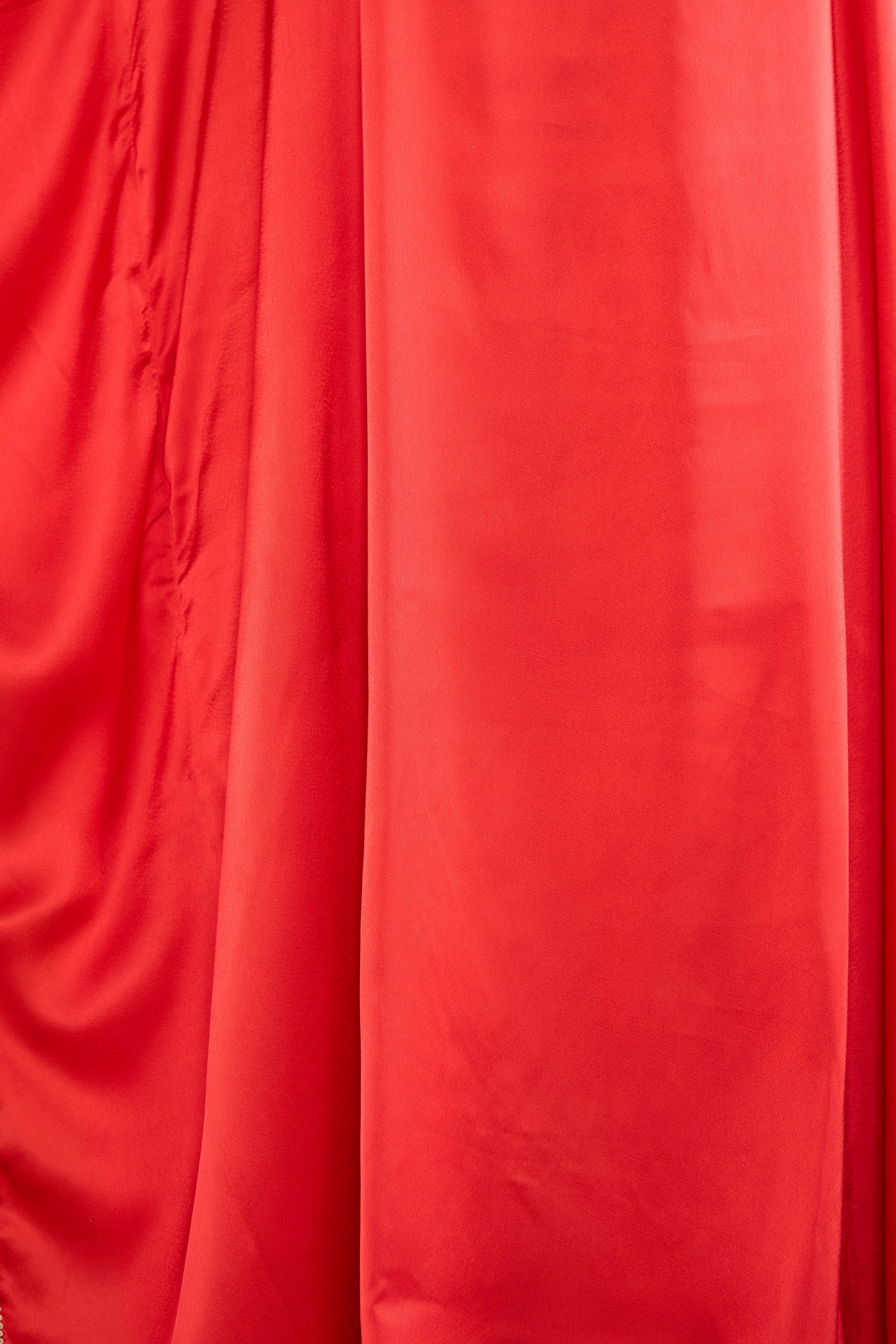 Satin Embroidered V-Neck Kaftan Kurta with Trousers