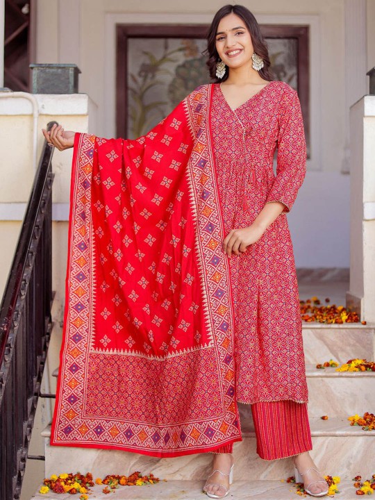 Modal Angrakha Gotta Patti Kurta, Trousers With Dupatta