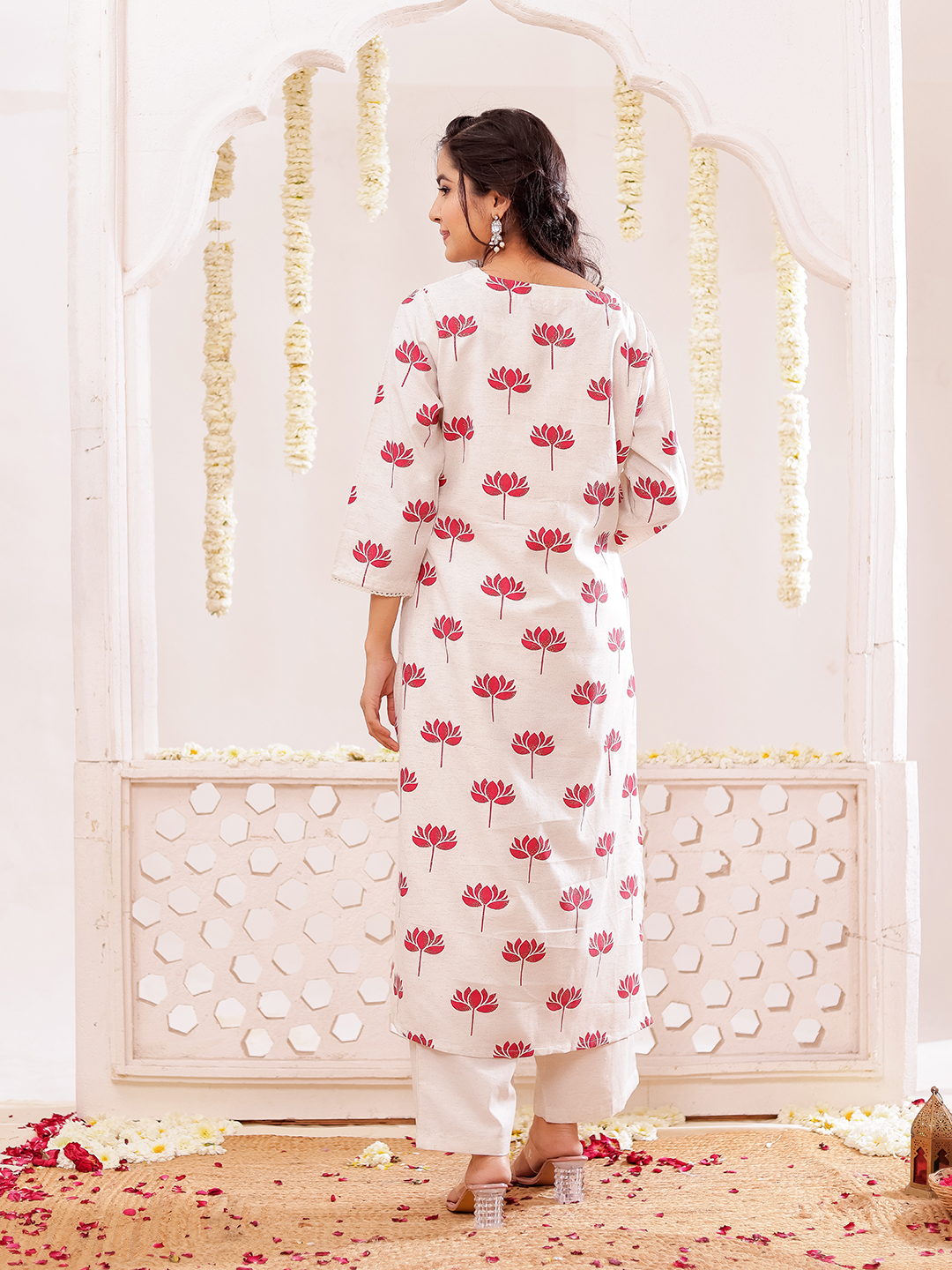 Cotton Slub Printed Kurta Pant Set Hover