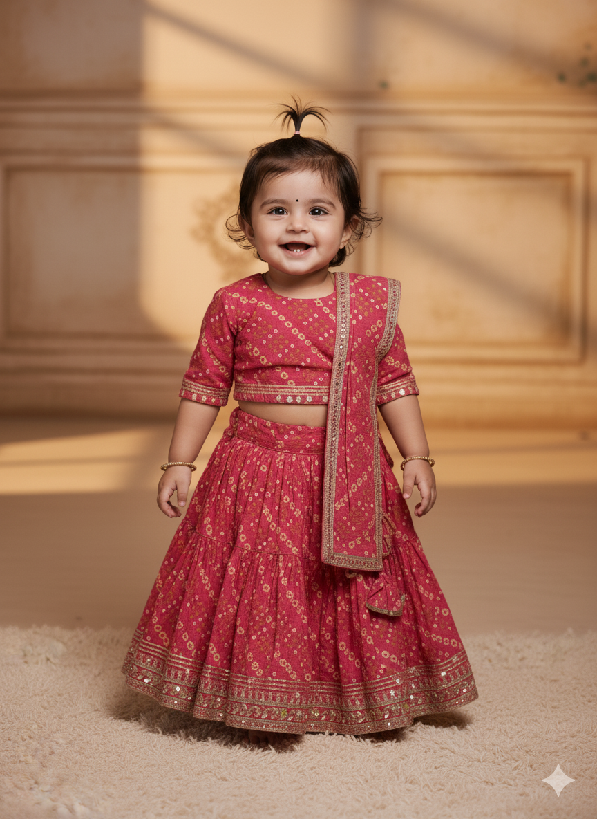 Baby Girl Cotton Party Wear Lahnga Choli