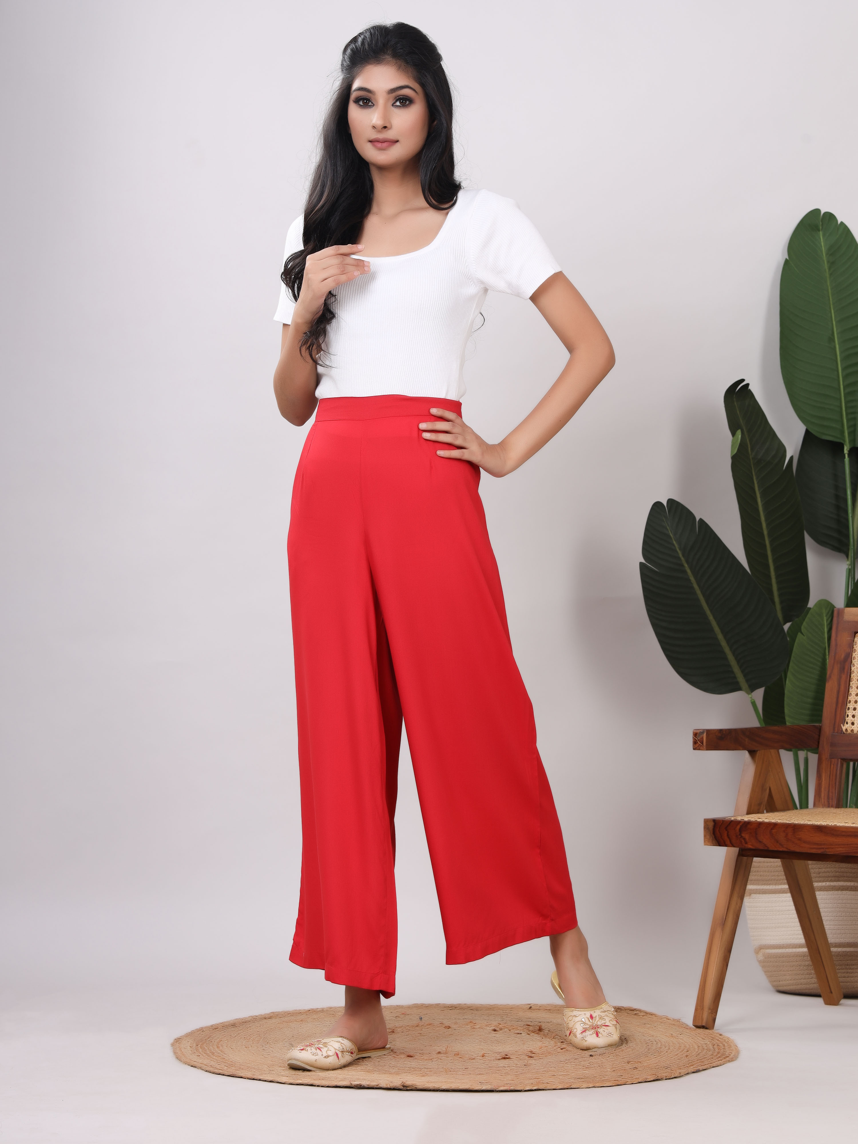 Rayon Solid Straight Ankle Length Palazzo Hover