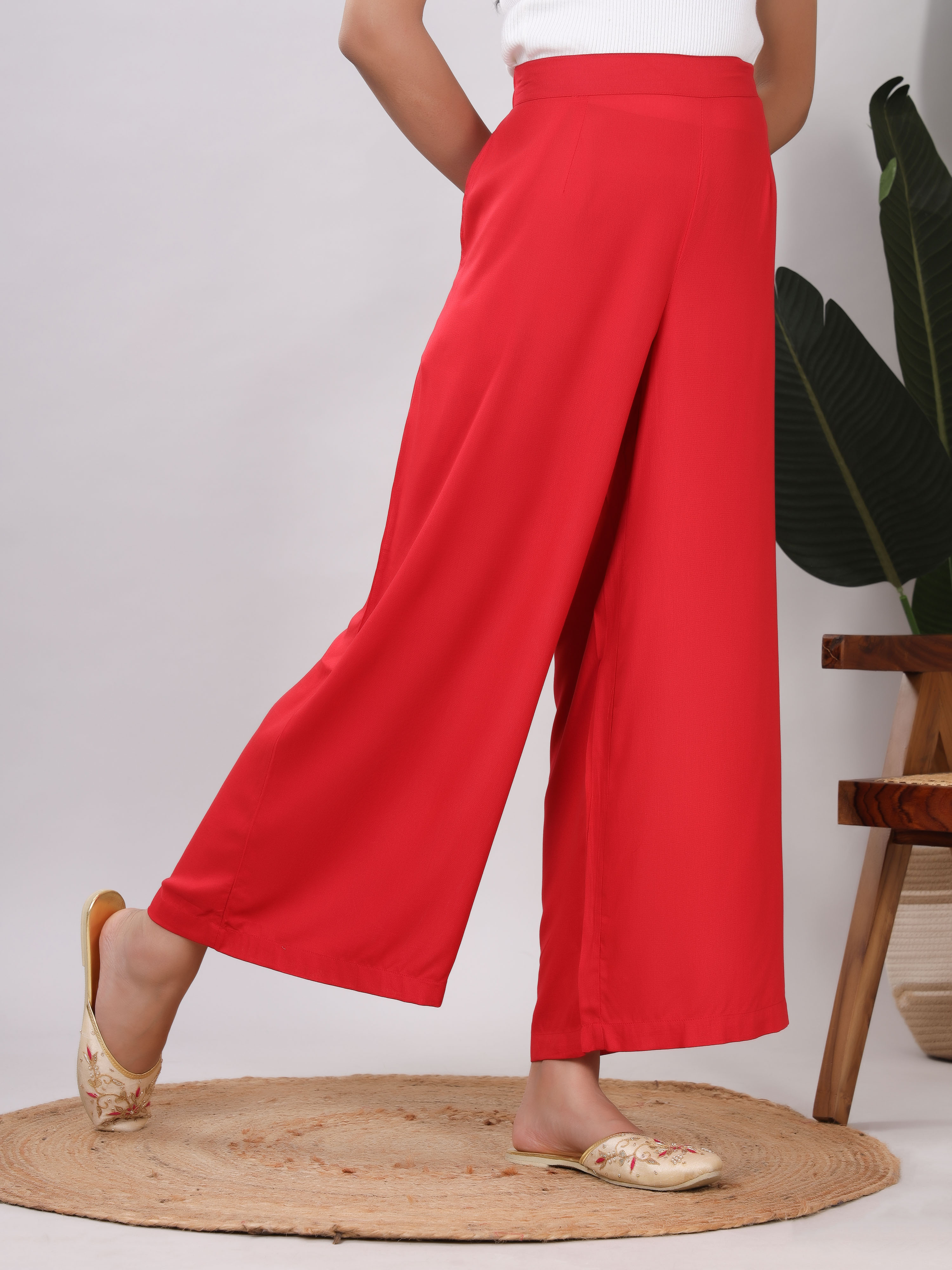 Rayon Solid Straight Ankle Length Palazzo