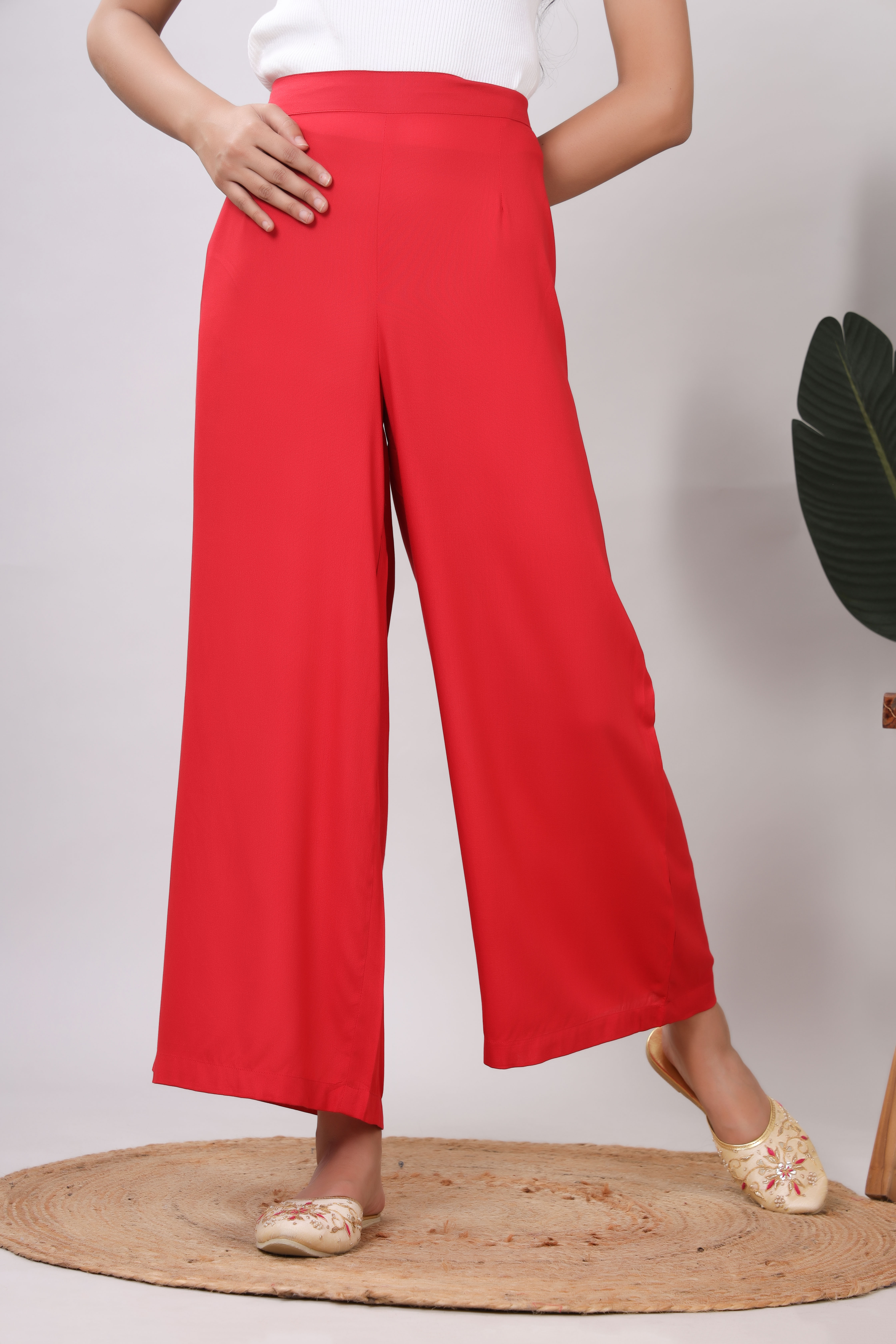 Rayon Solid Straight Ankle Length Palazzo