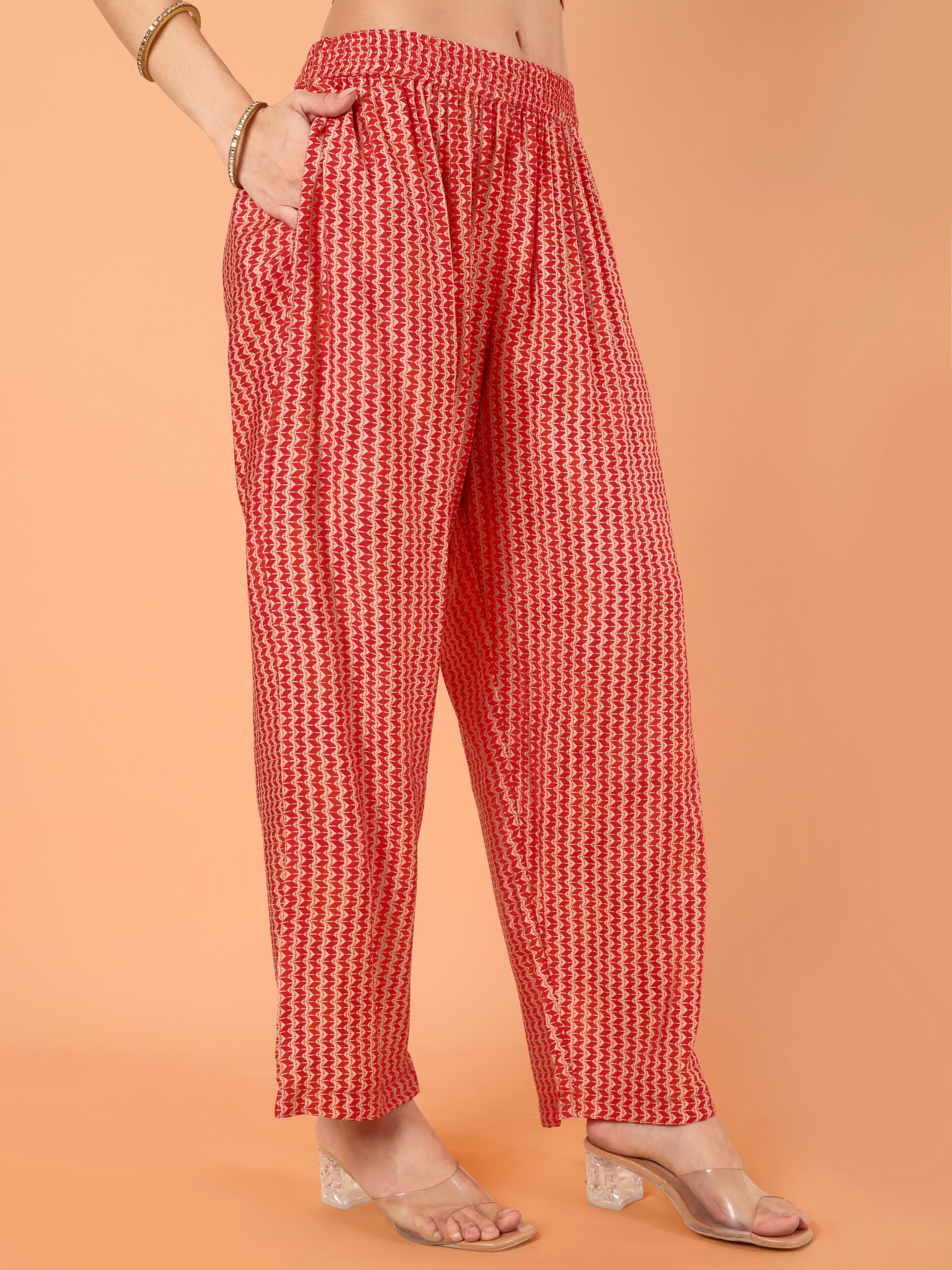 Women Printed Modal Chanderi Kurta Pant With Dupatta Set