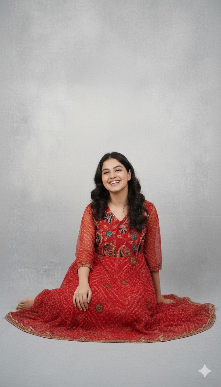 Baby Girl Lace Work Embroidered Georgette Fabric  Dress