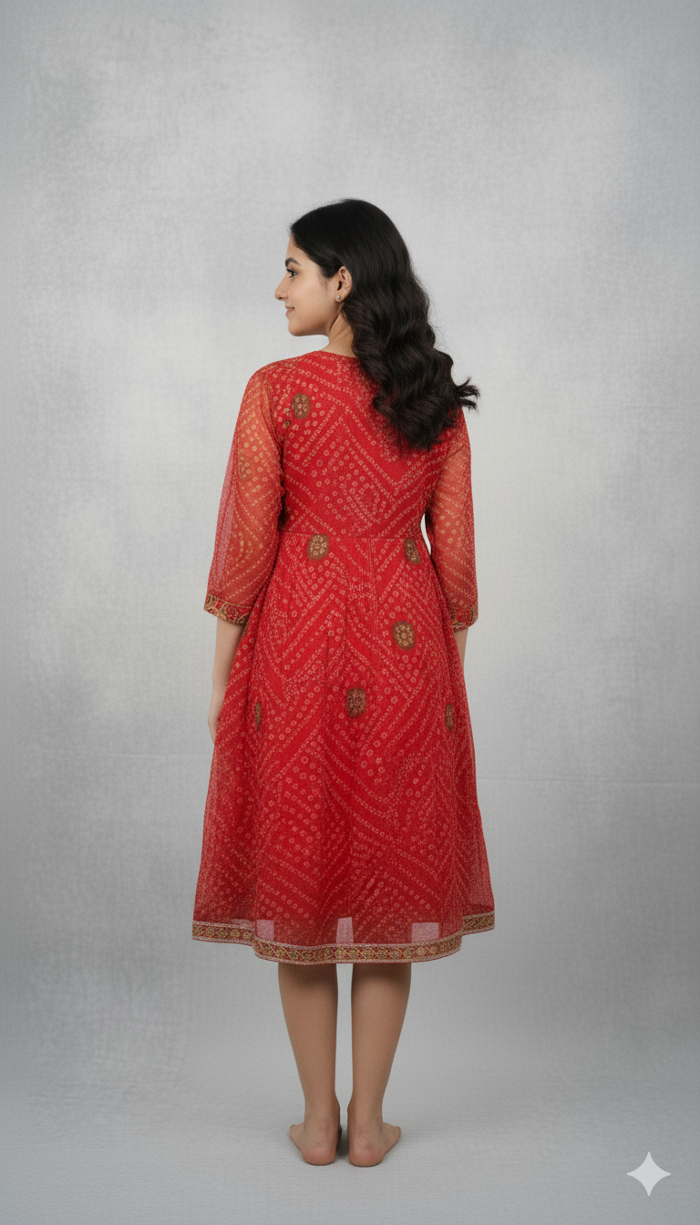 Baby Girl Lace Work Embroidered Georgette Fabric  Dress