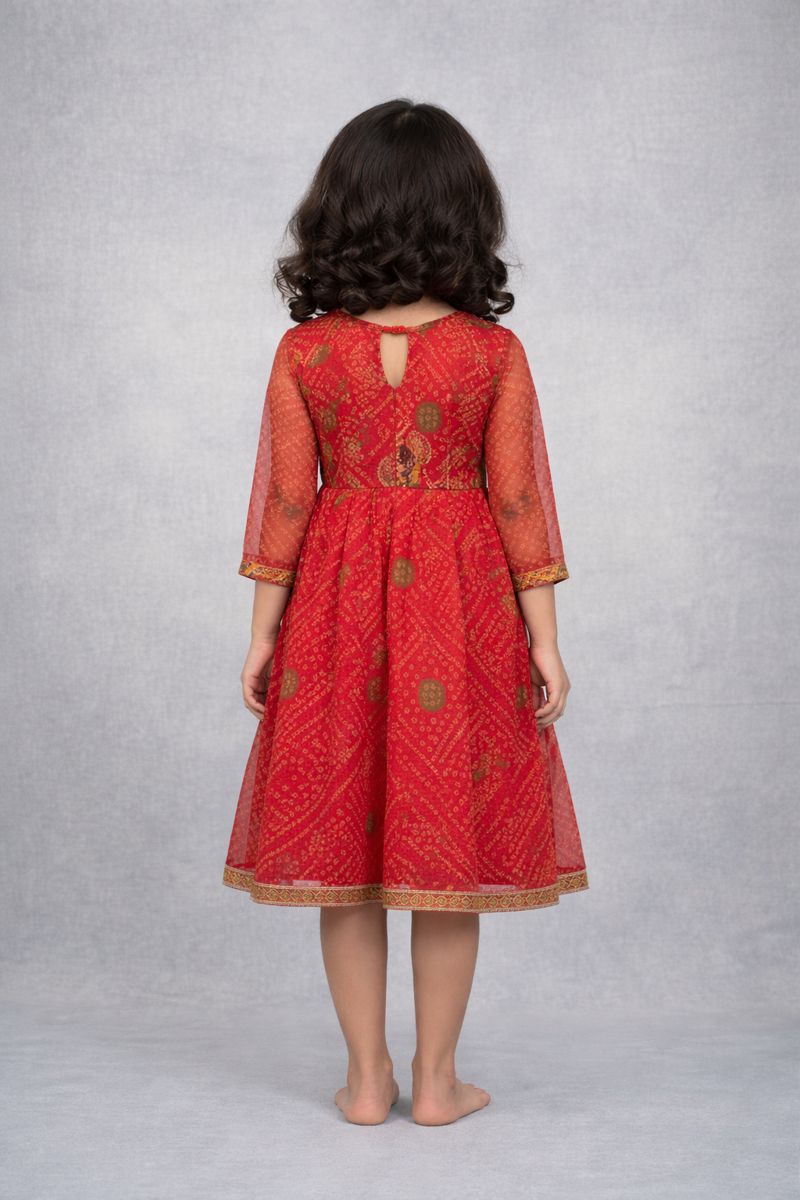 Baby Girl Lace Work Embroidered Georgette Fabric  Dress