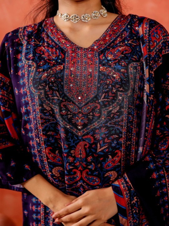Muslin Handwork Kurta Pant With Dupatta Set Hover