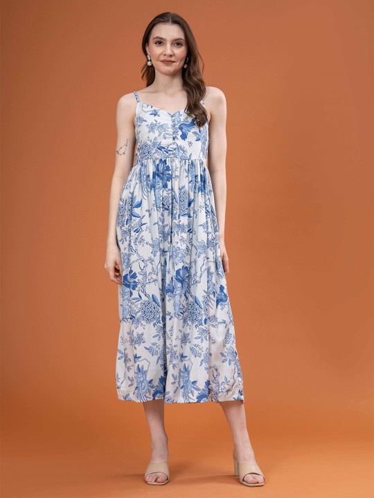 Cotton Floral Print Maxi Dress