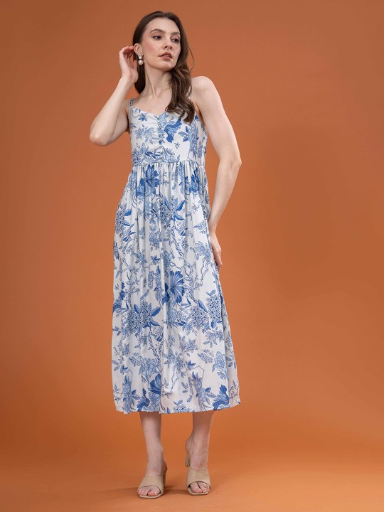 Cotton Floral Print Maxi Dress