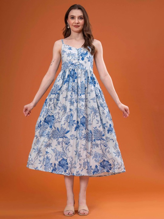 Cotton Floral Print Maxi Dress