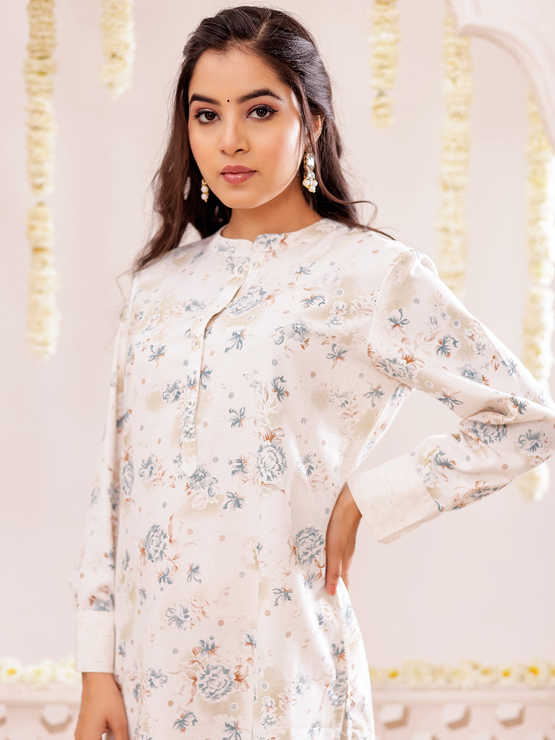 Cotton Slub Printed Kurta Pant Set