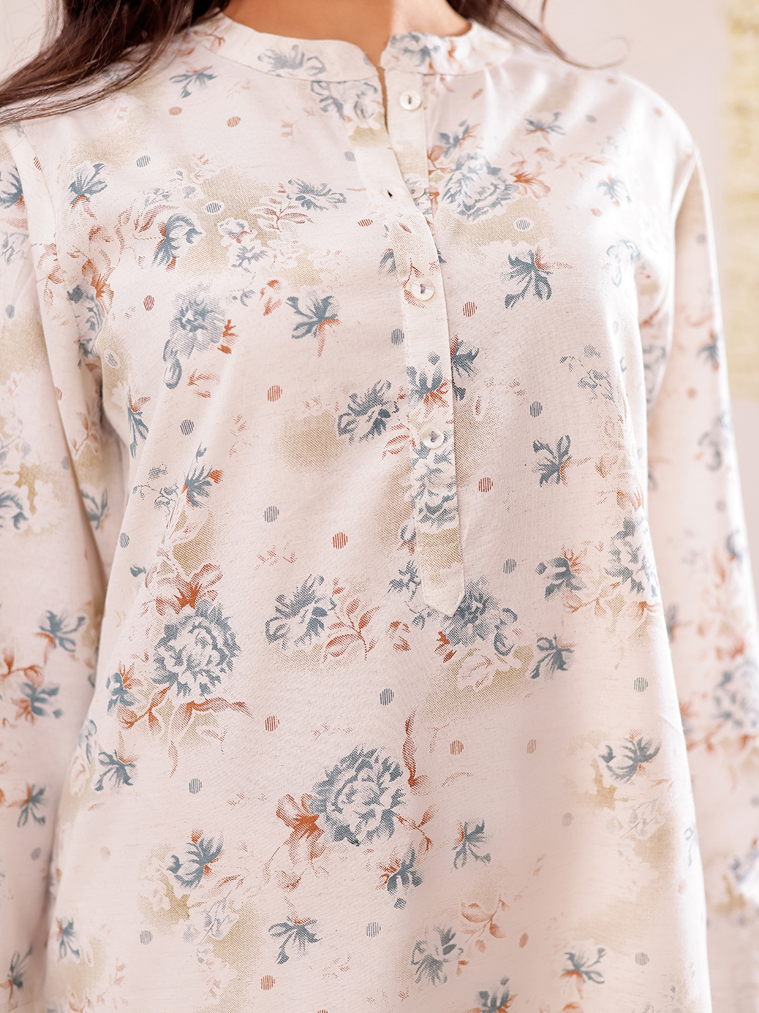 Cotton Slub Printed Kurta Pant Set