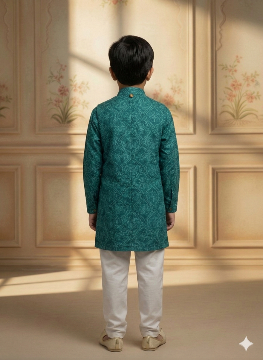 Baby Boy Cotton Kurta Payjama With Jacket Set Hover