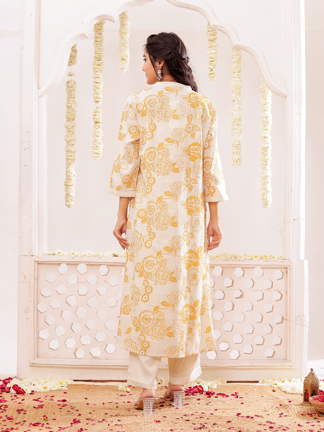 Cotton Slub Printed Kurta Pant Set