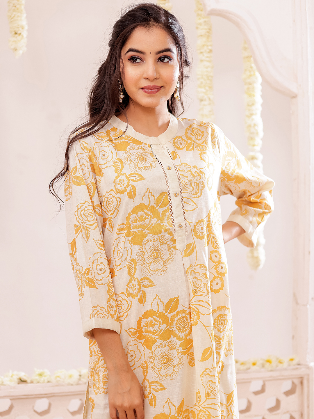Cotton Slub Printed Kurta Pant Set