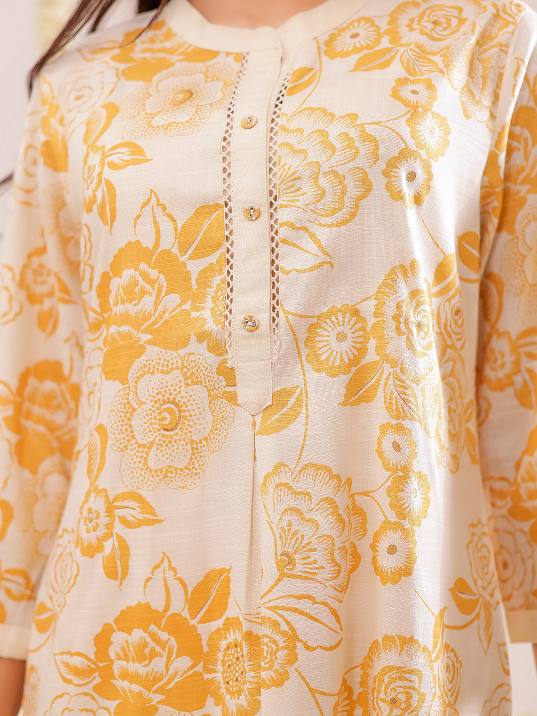 Cotton Slub Printed Kurta Pant Set
