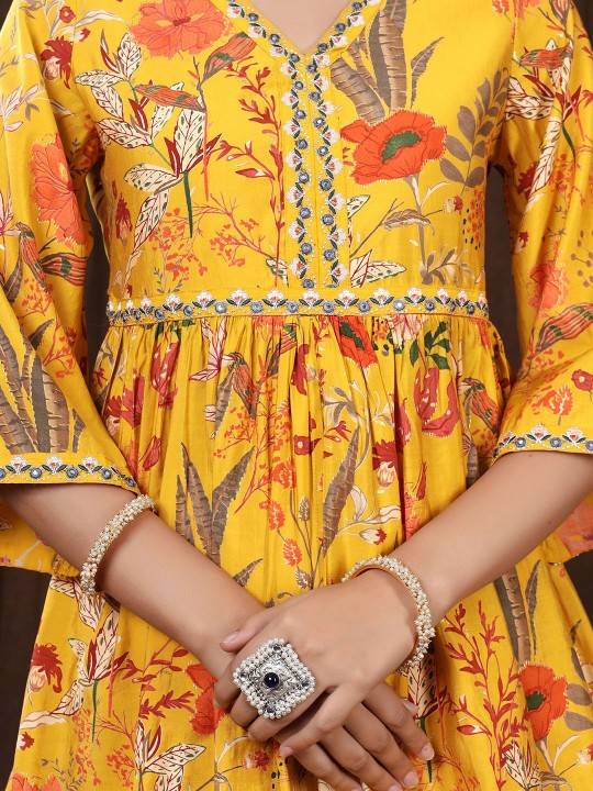 Printed V-Neck Pure Cotton Top With Palazzos