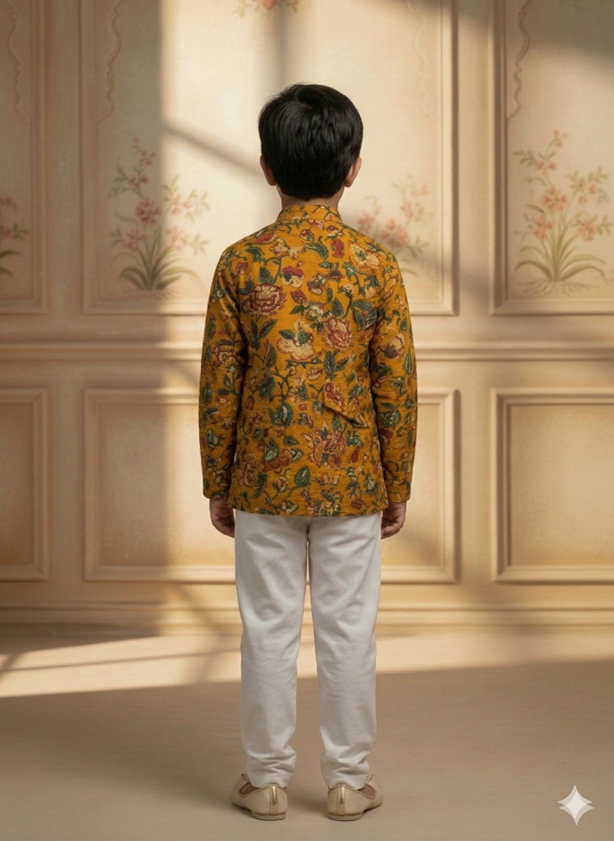 Baby Boy Cotton Kurta Payjama With Jacket Set Hover