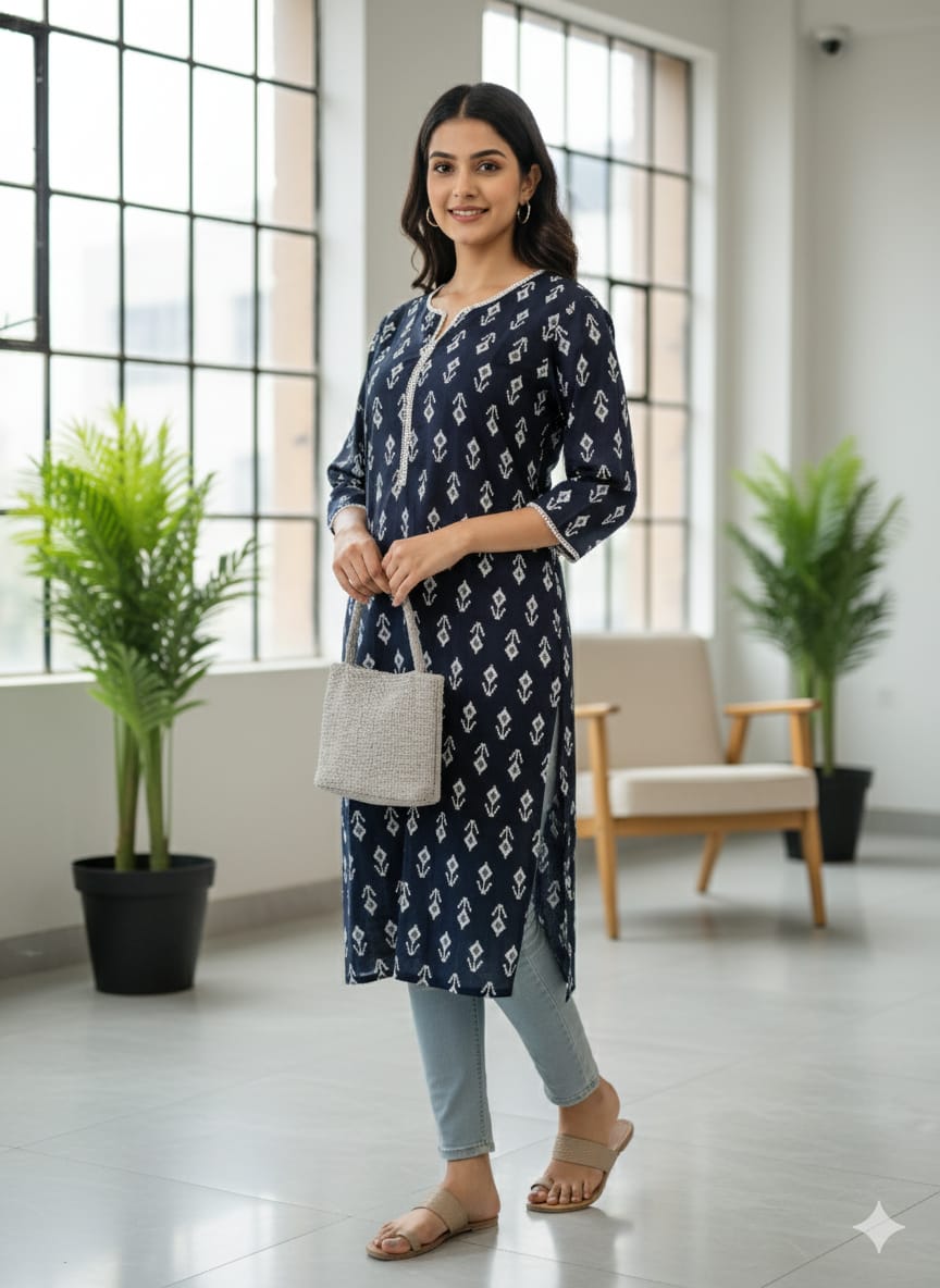 Women's printed straight Kurta