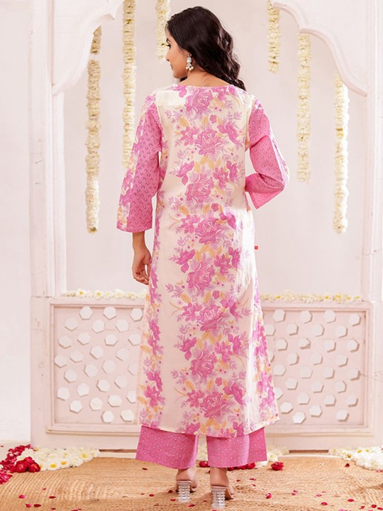 Pure Cotton Floral Printed Kurta, Trousers & With Dupatta Hover