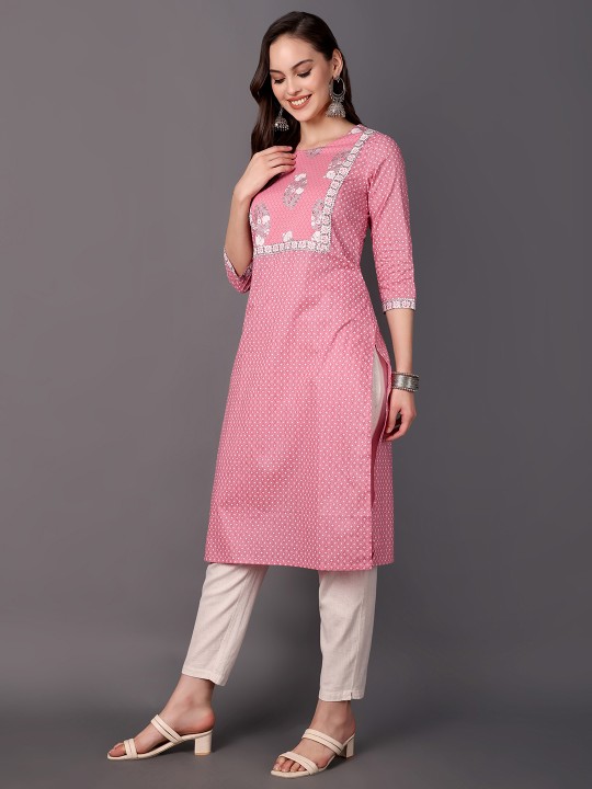 Cotton Floral Yoke Design Flared Sleeves Kurta