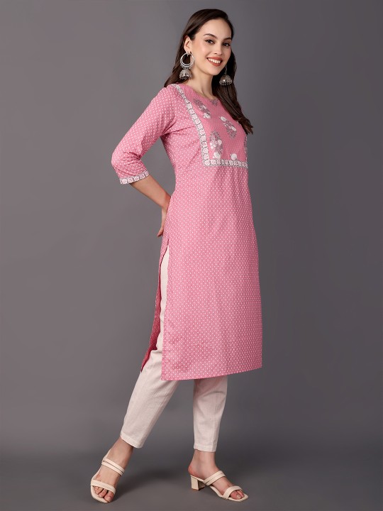 Cotton Floral Yoke Design Flared Sleeves Kurta