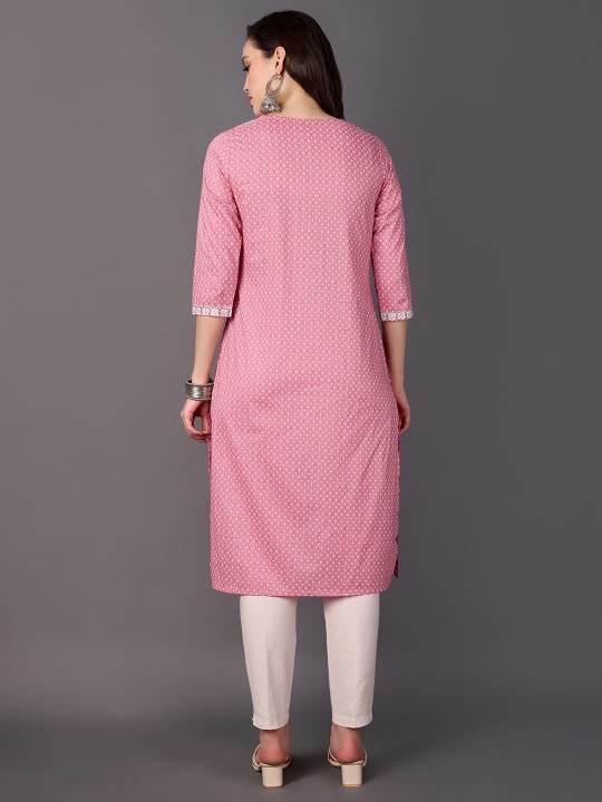 Cotton Floral Yoke Design Flared Sleeves Kurta
