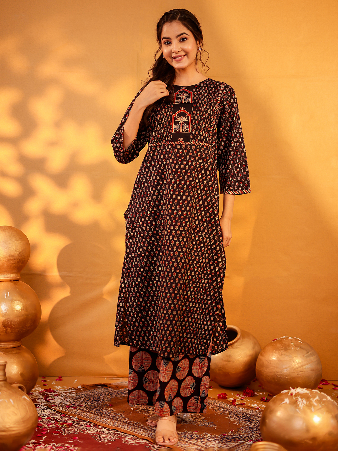 Cotton Printed Kurta Pant Set Hover
