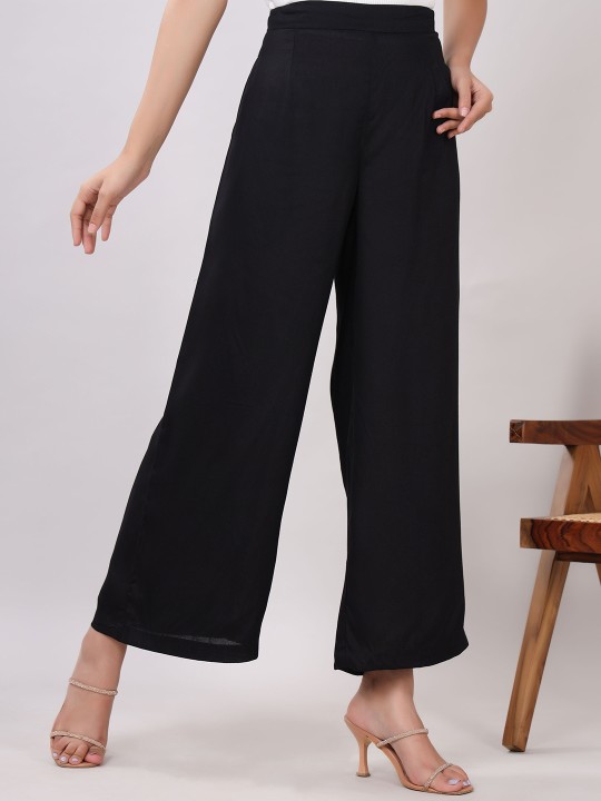 Rayon Solid Straight Ankle Length Palazzo