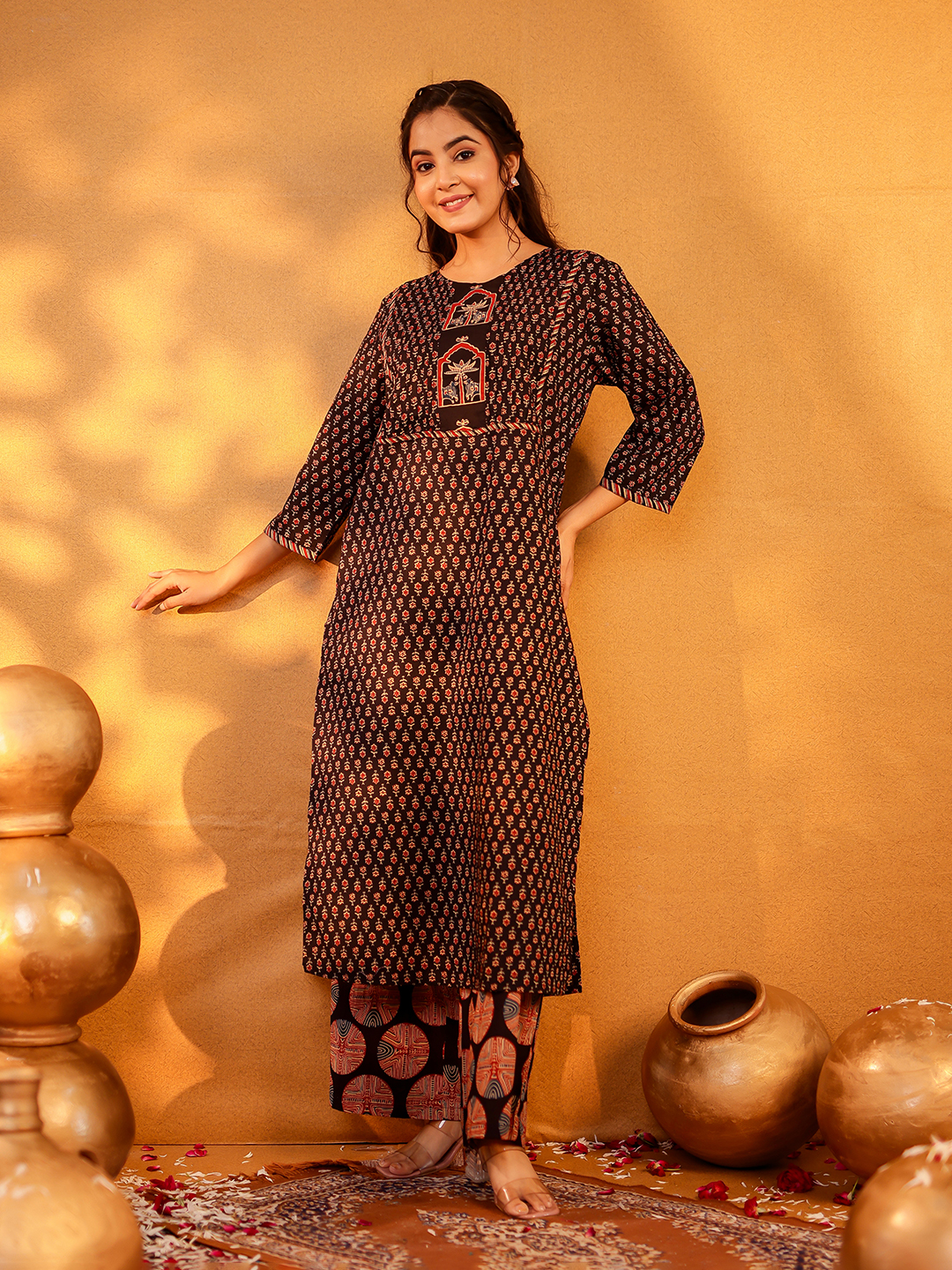 Cotton Printed Kurta Pant Set Hover