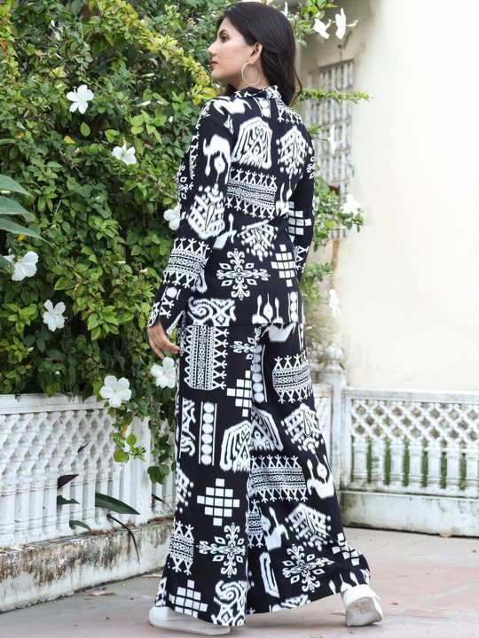 Rayon Printed Shirt With Palazzo Co-Ords Hover