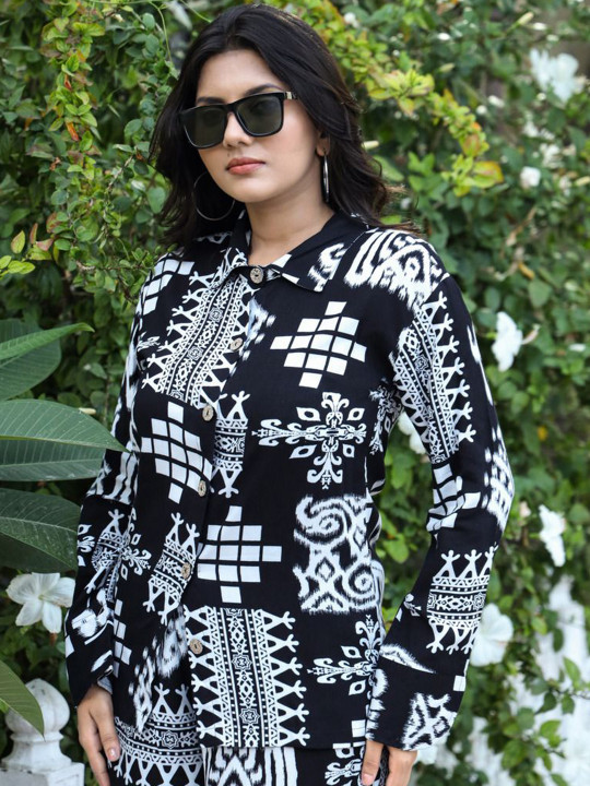 Rayon Printed Shirt With Palazzo Co-Ords