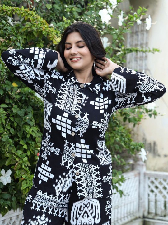 Rayon Printed Shirt With Palazzo Co-Ords