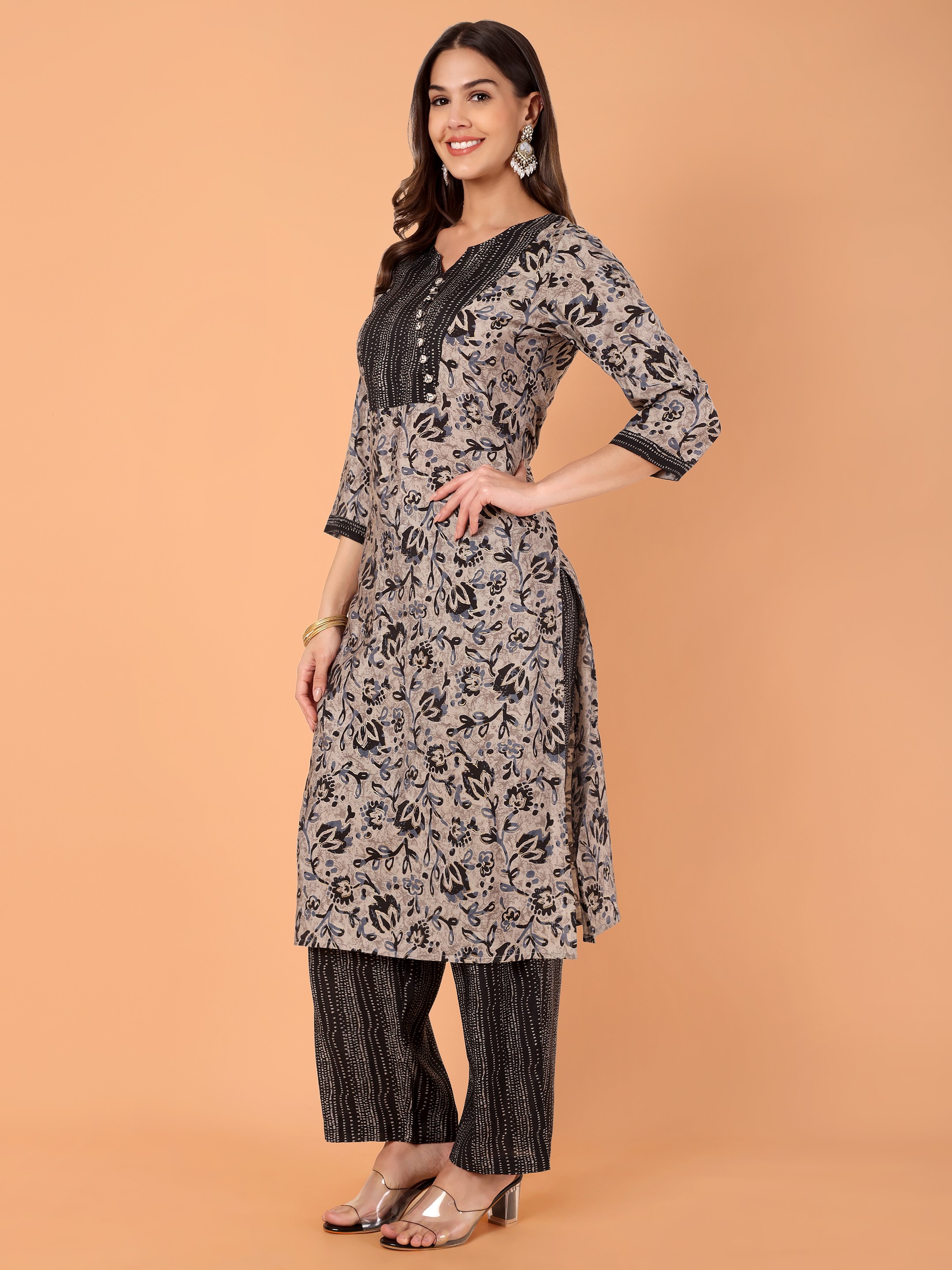 Women Printed Modal Chanderi Kurta Pant With Dupatta Set Hover