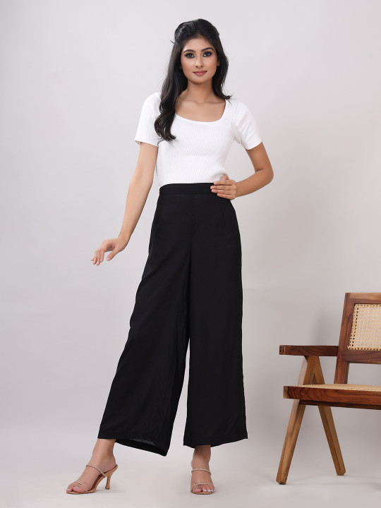 Rayon Solid Straight Ankle Length Palazzo