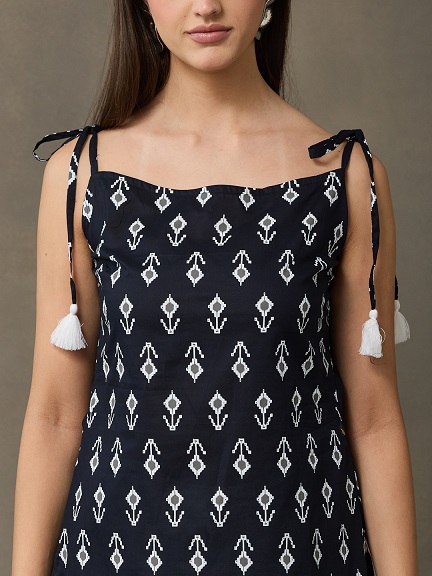 VASVI Women's Cotton Printed Casual Top, Black