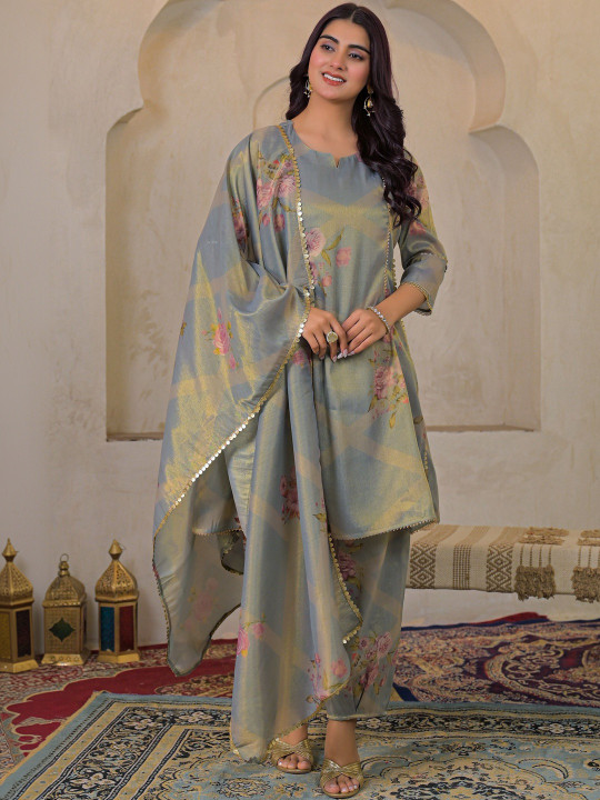 Women Floral Printed Kurta with Harem Pants & Dupatta Set