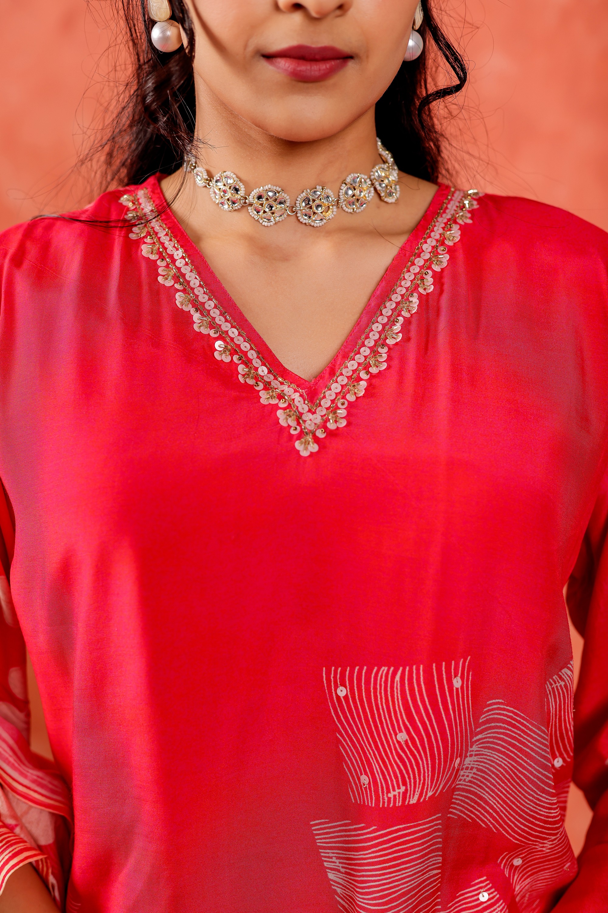 Muslin Floral Printed Adda Work Kurta, Trousers With Dupatta