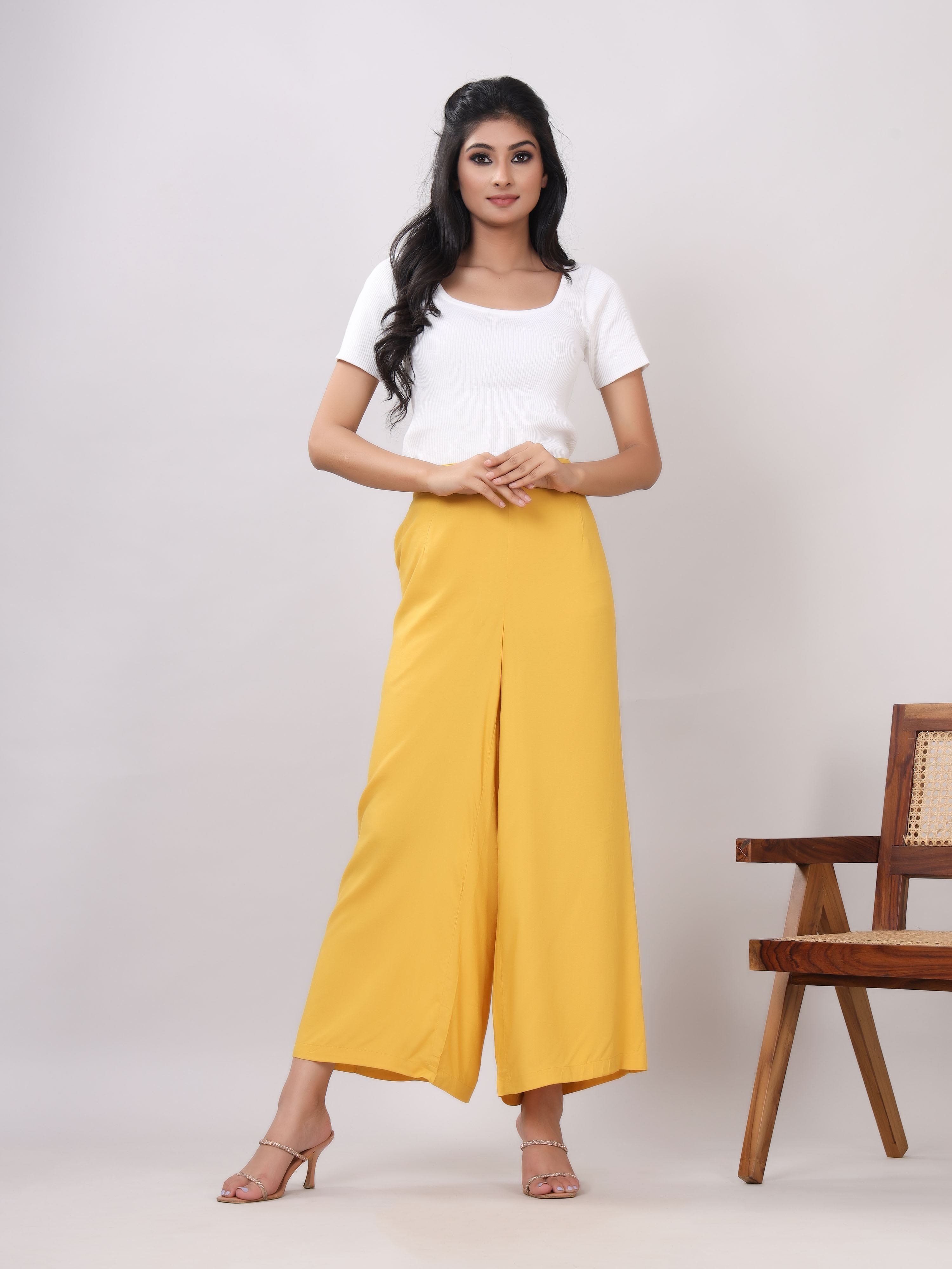 Rayon Solid Straight Ankle Length Palazzo