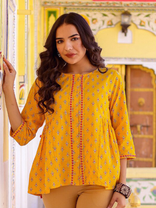 Women Printed Cotton Embroidered top